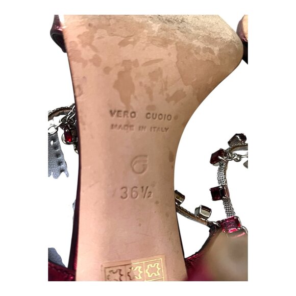 Giorgio Fabiani Red Stiletto heels with Rhinestone Beaded Size 36.5 - Picture 15 of 15